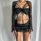 Butterfly set (Top & Skirt) - Black