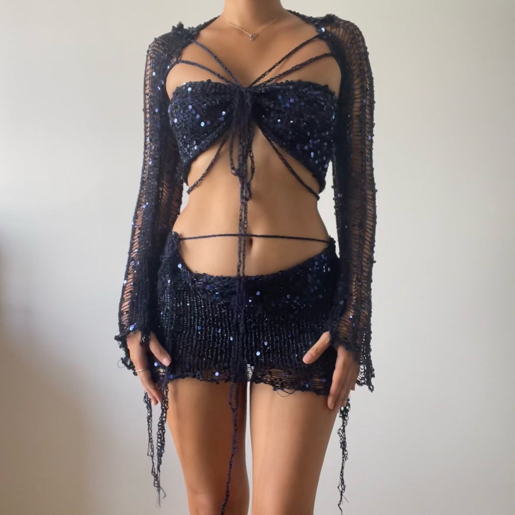 Butterfly set (Top & Skirt) - Dark Blue