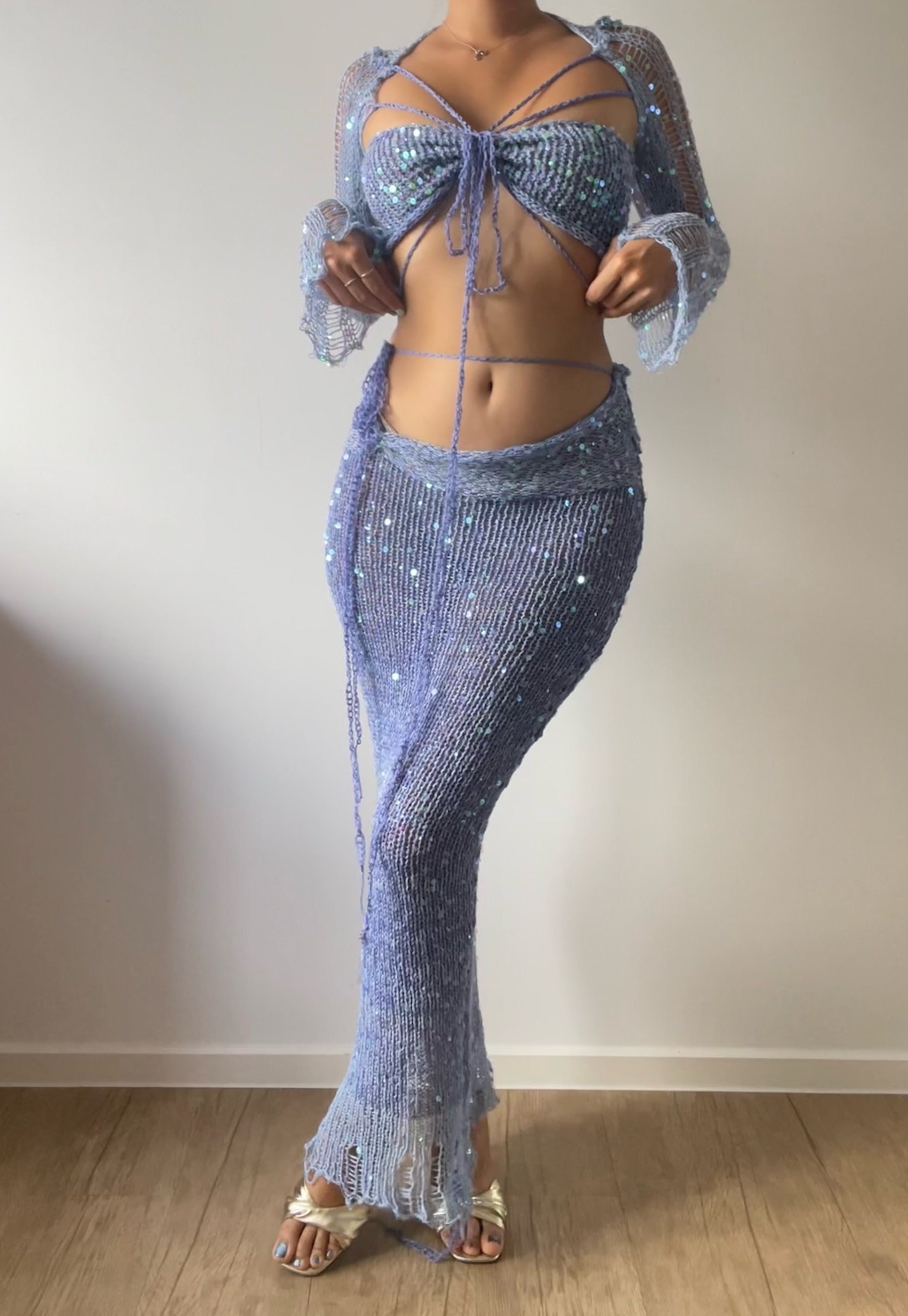 Butterfly set (Top & Skirt) - Blue