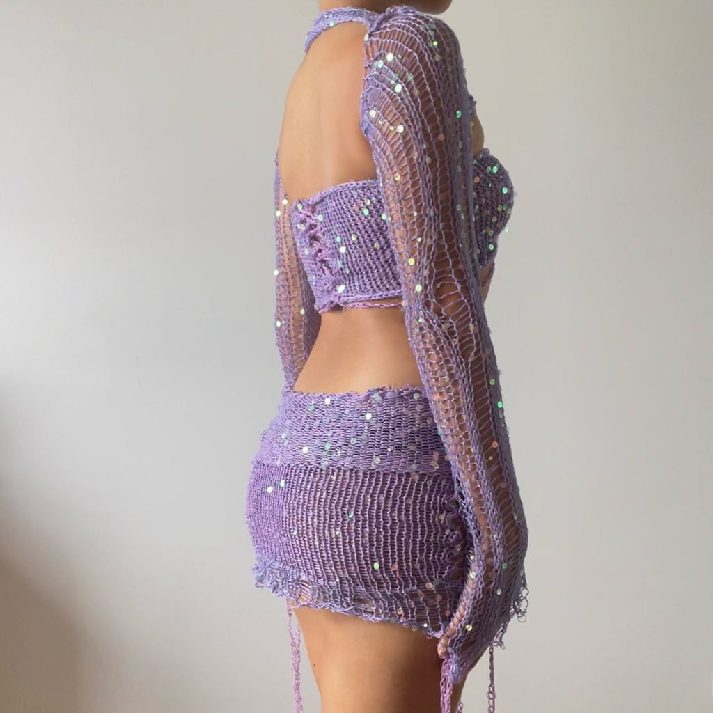 Butterfly set (Top & Skirt) - Dark Purple