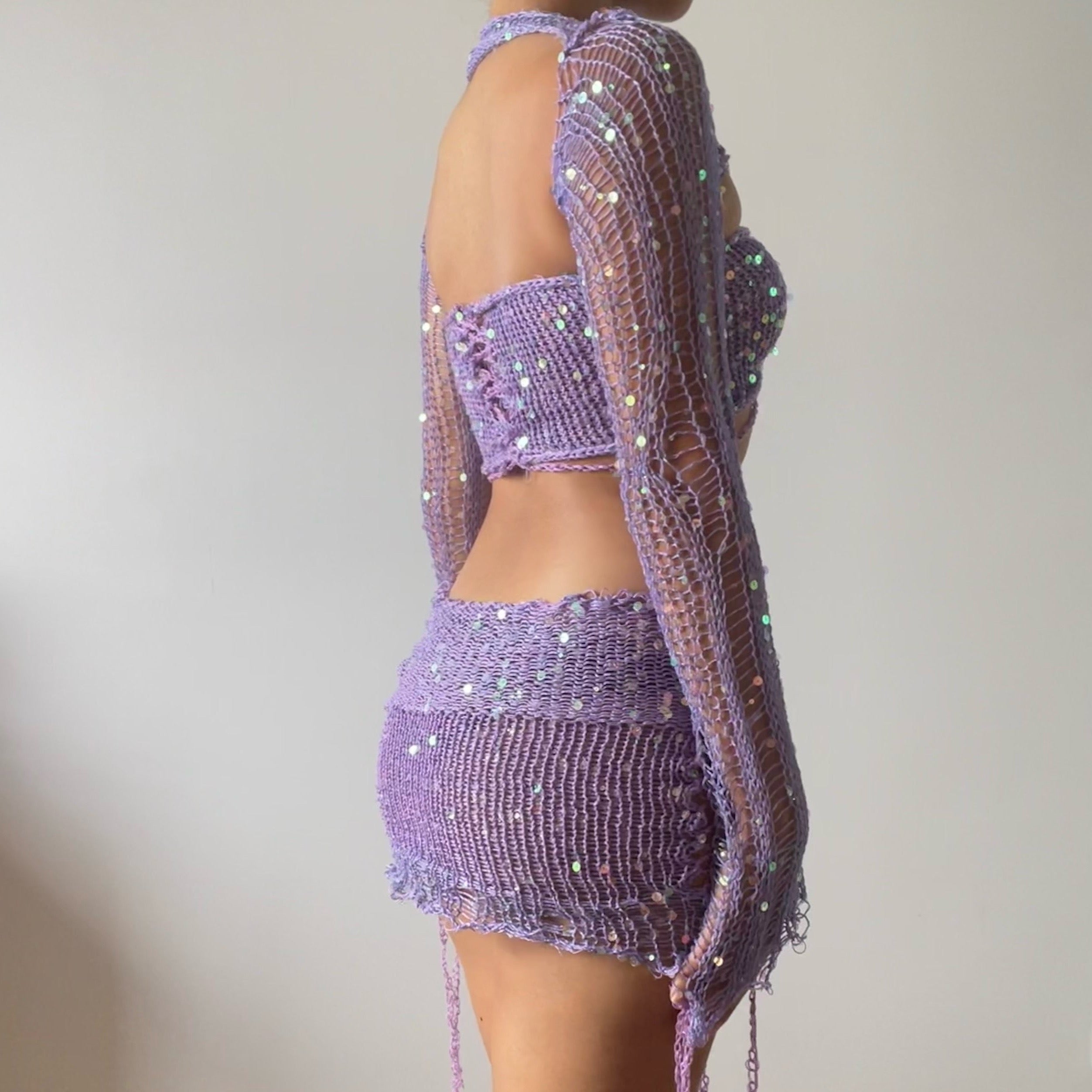 Butterfly set (Top & Skirt) - Dark Purple