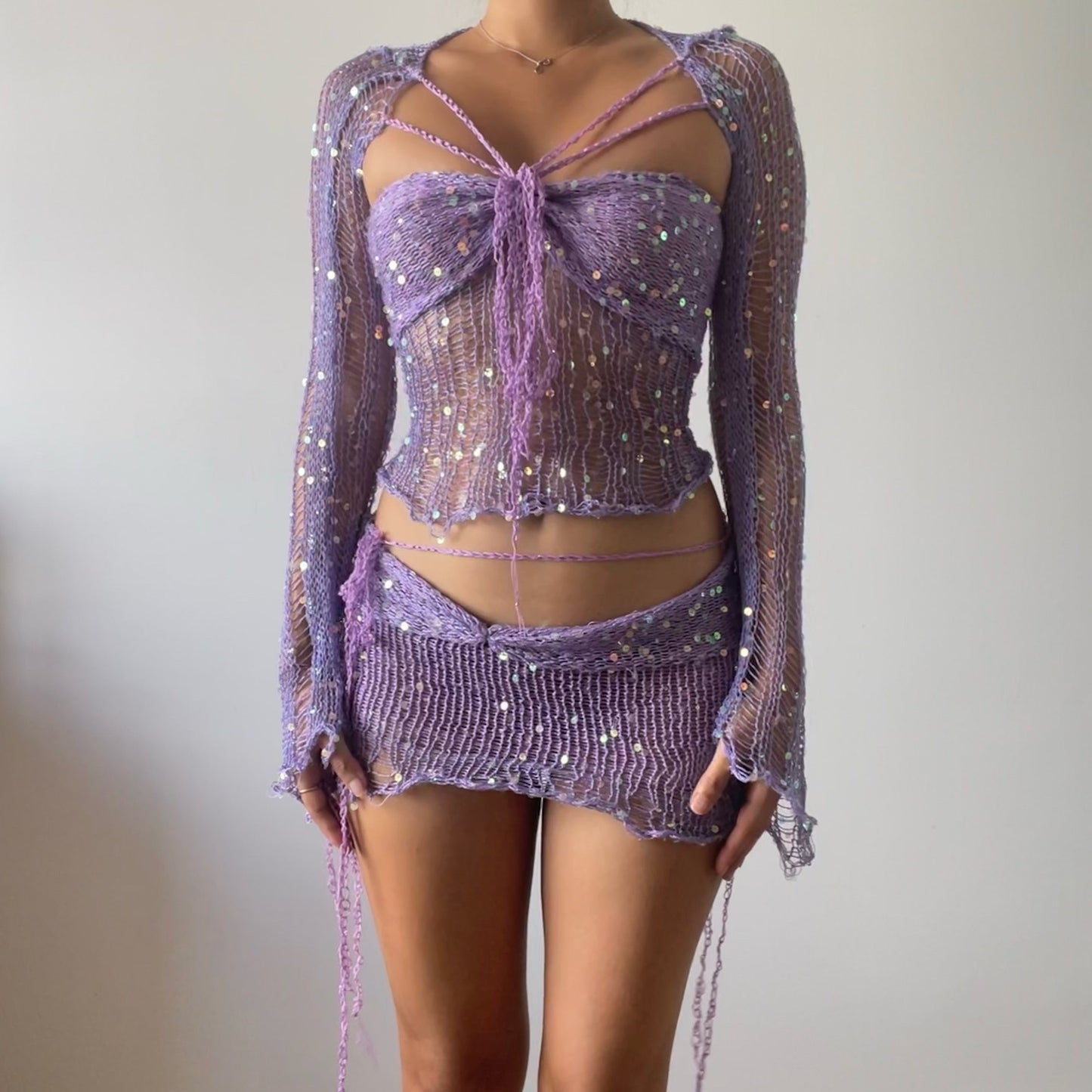 Butterfly set (Top & Skirt) - Dark Purple