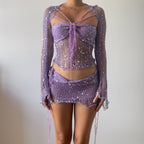 Butterfly set (Top & Skirt) - Dark Purple