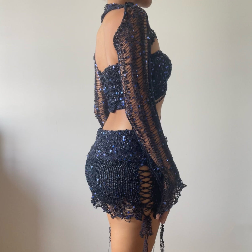 Butterfly set (Top & Skirt) - Dark Blue