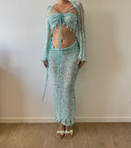 Pearl set (Top & Long skirt ) - Pale Blue