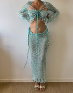 Pearl set (Top & Long skirt ) - Pale Blue