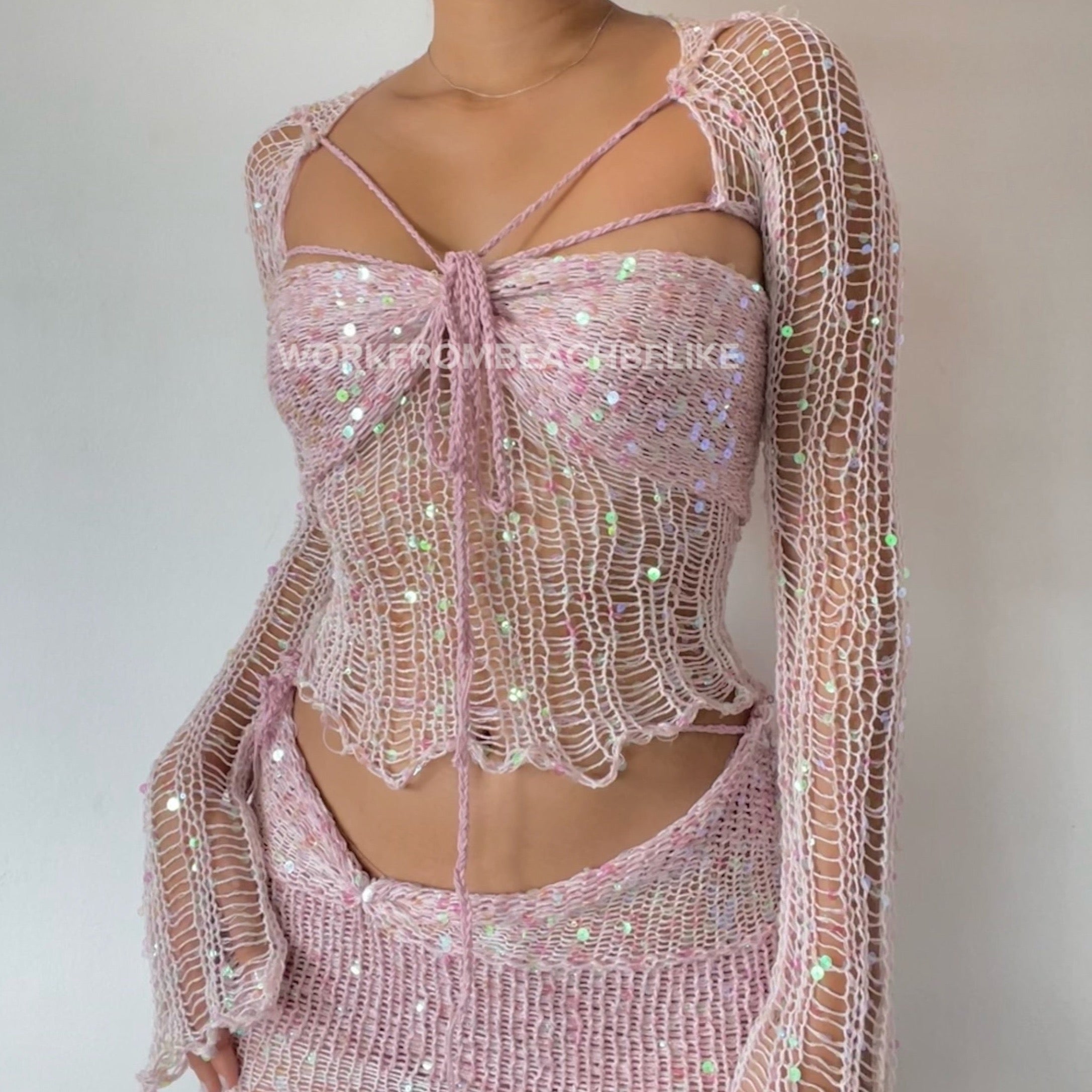 "Top & Sleeves"  Butterfly sleeve top (Long length) - Pink