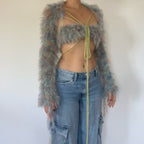 Fluffy top - Blue, Green & Orange