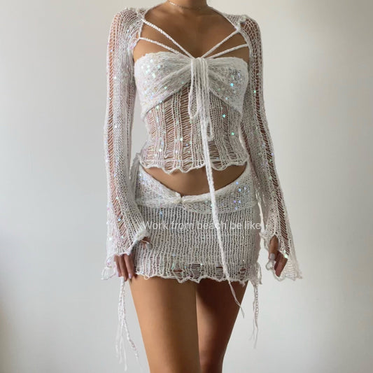 Butterfly set (Top & Skirt) - White