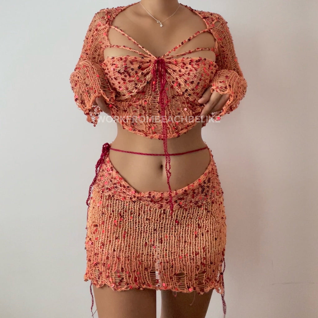 Butterfly set (Top & Skirt) - Orange