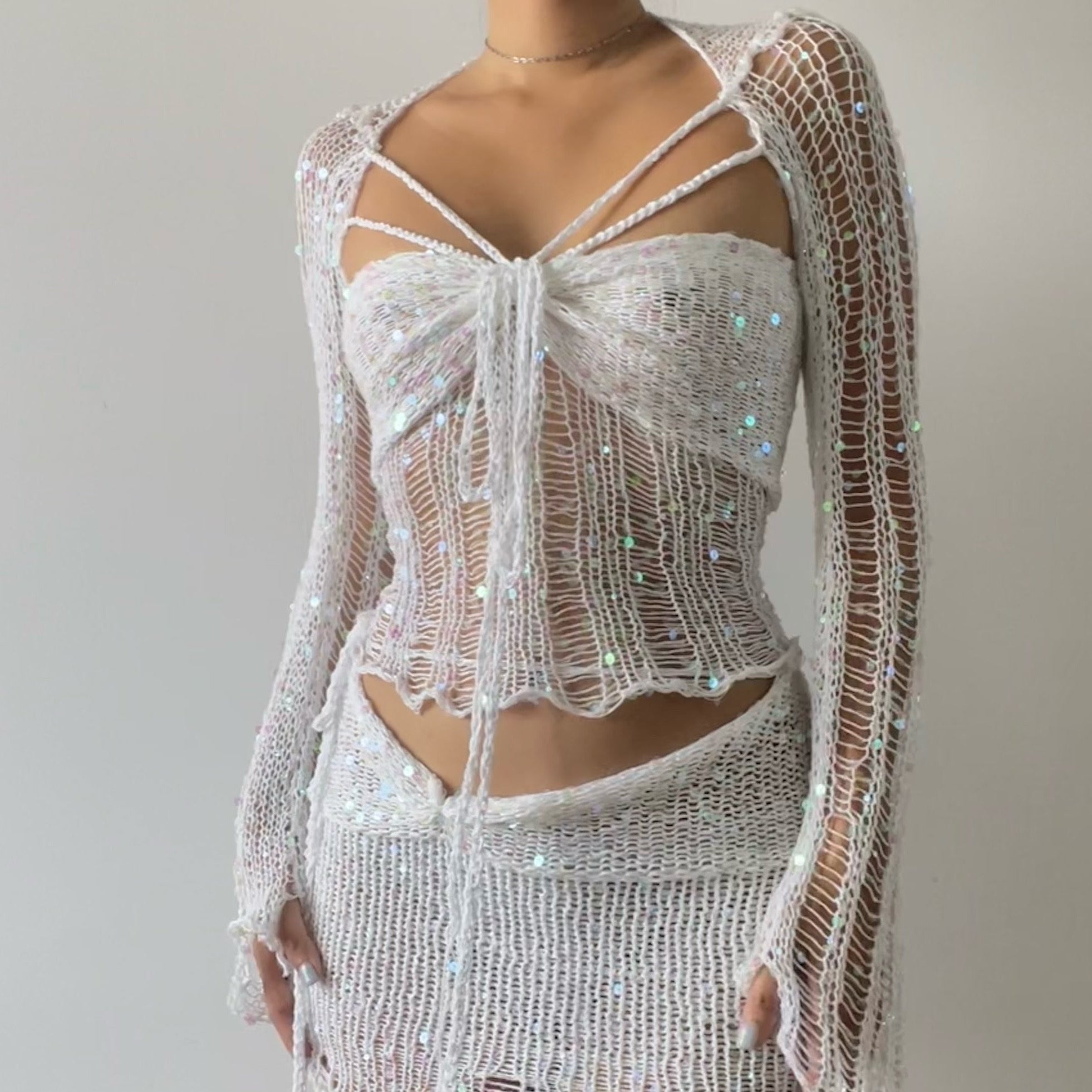 "Top & Sleeves" Butterfly sleeve top (Long length) - White