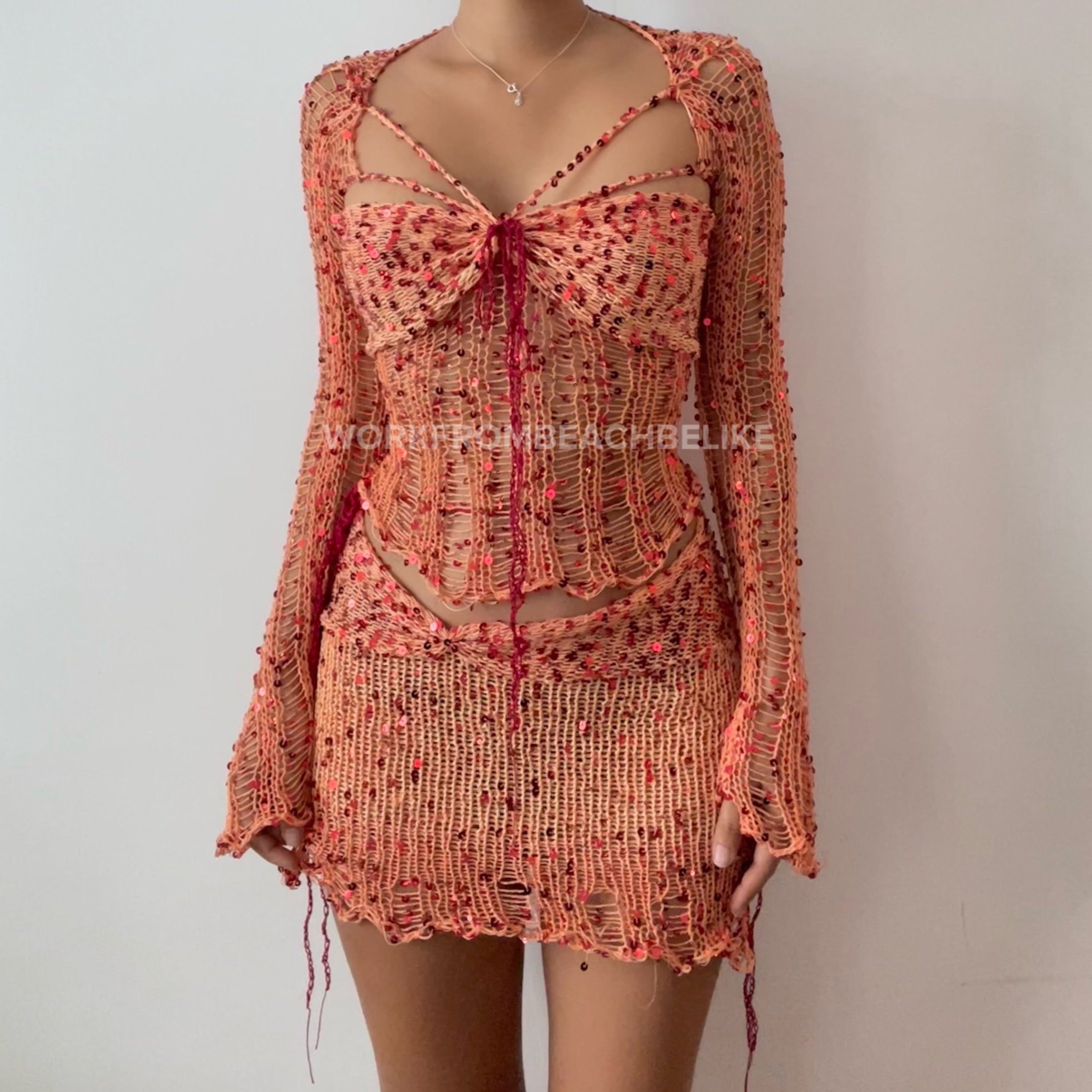 Butterfly set (Top & Skirt) - Orange