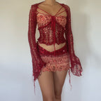 Butterfly set (Top & Skirt ) - Red & Orange