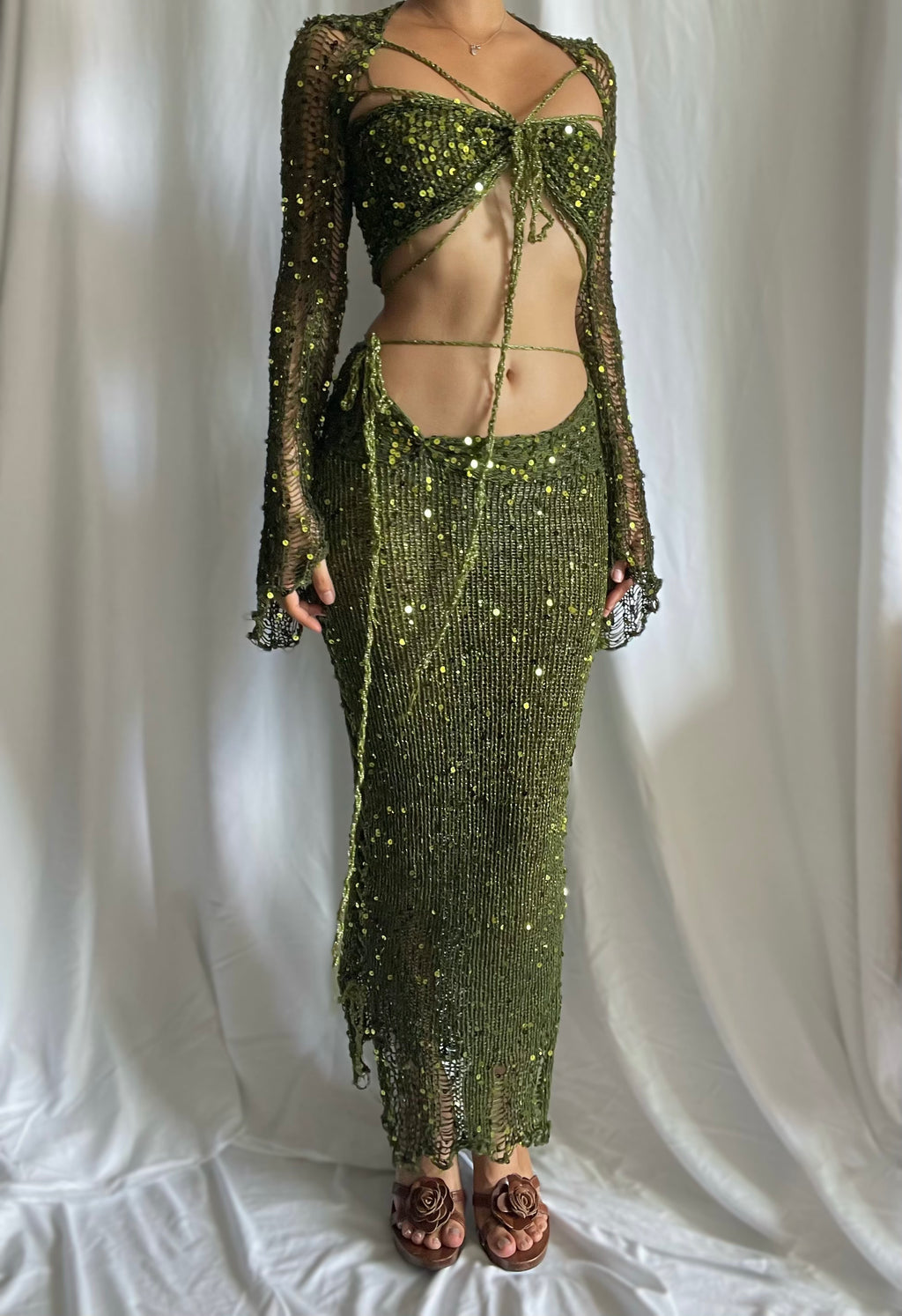 Butterfly set (Top & Skirt) - Dark Green