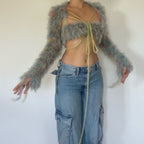 Fluffy top - Blue, Green & Orange