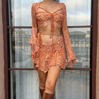Butterfly set ( Top & Skirt ) - Orange