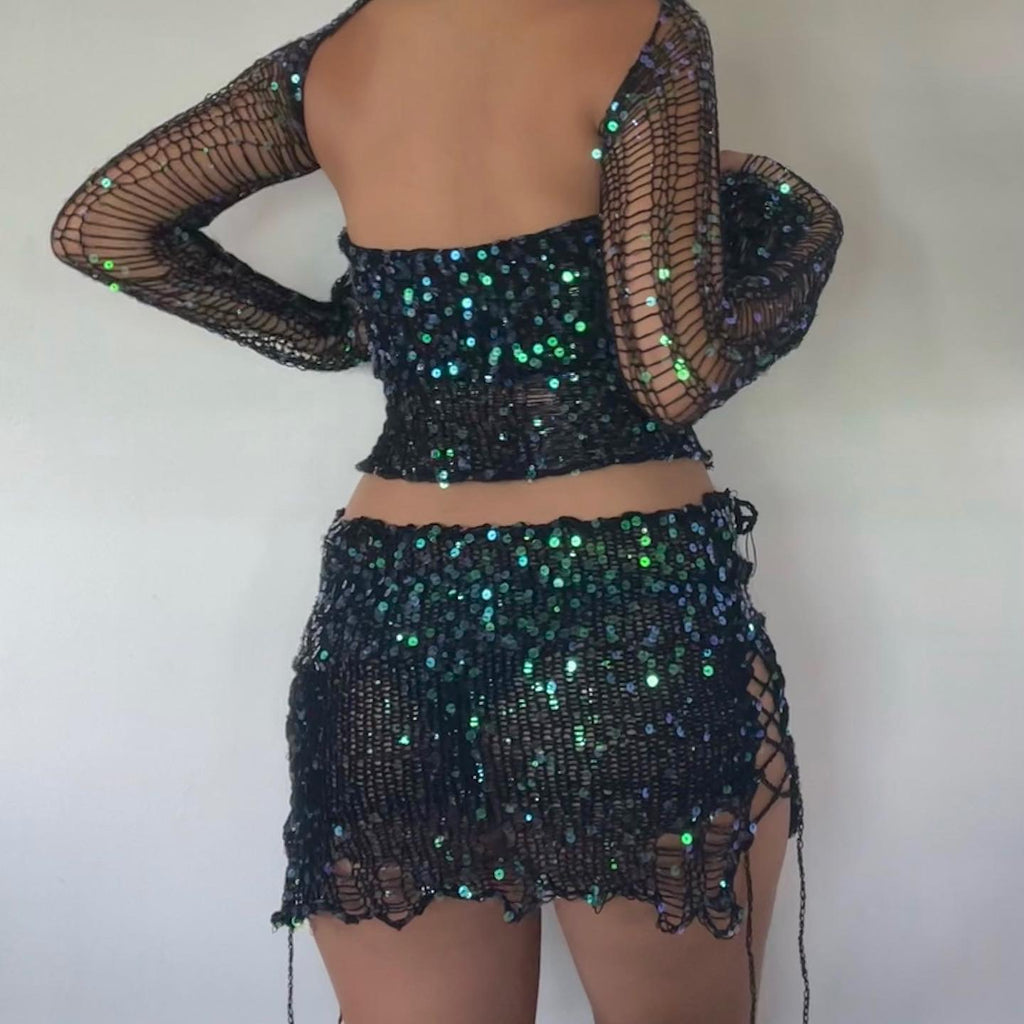 Butterfly set (Top&Skirt) - Black