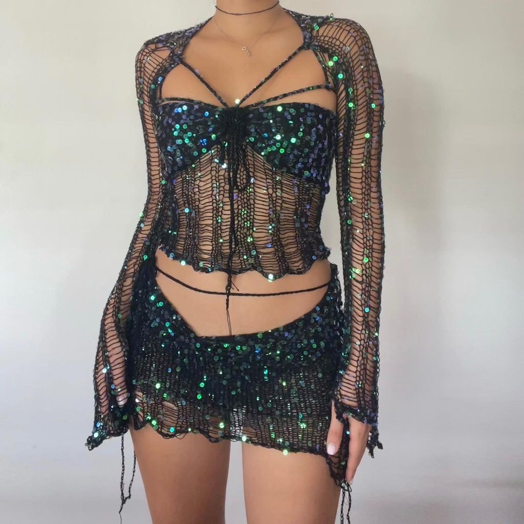 Butterfly set (Top&Skirt) - Black