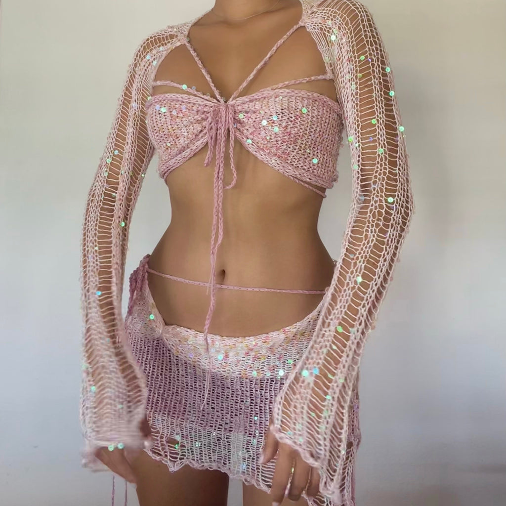 Butterfly set (Top&Skirt) - Pink