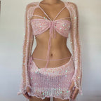 Butterfly set (Top&Skirt) - Pink