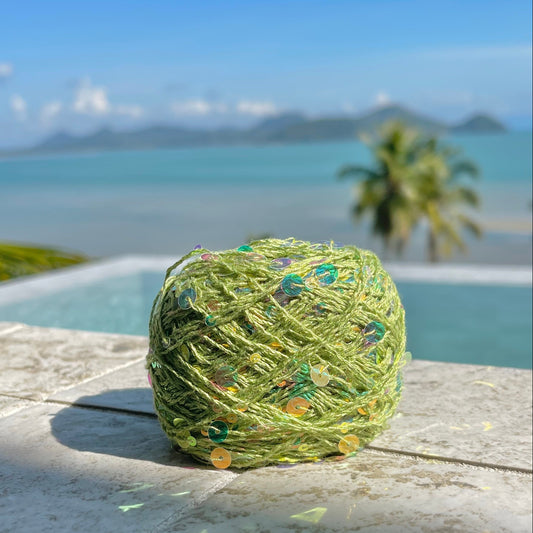 Cotton sequin yarn - Lime