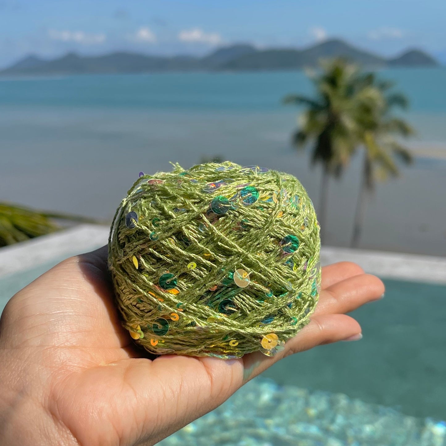 Cotton sequin yarn - Lime