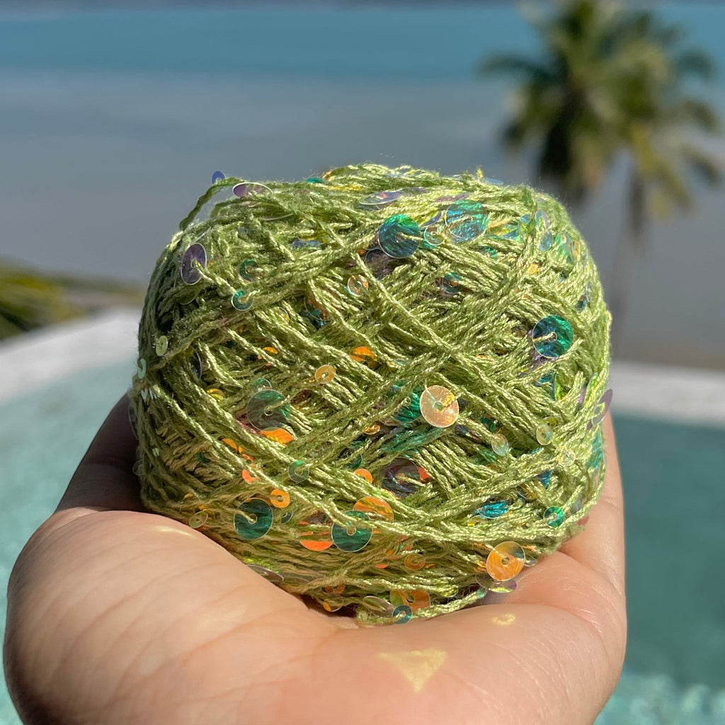 Cotton sequin yarn - Lime