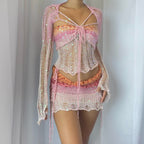 Butterfly set (Top & Skirt ) - Pink & Orange