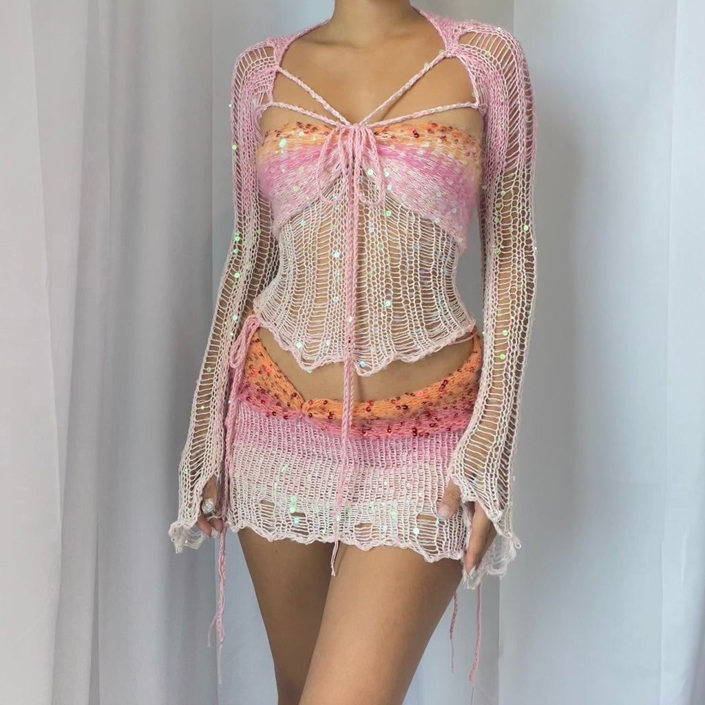 Butterfly set (Top & Skirt ) - Pink & Orange