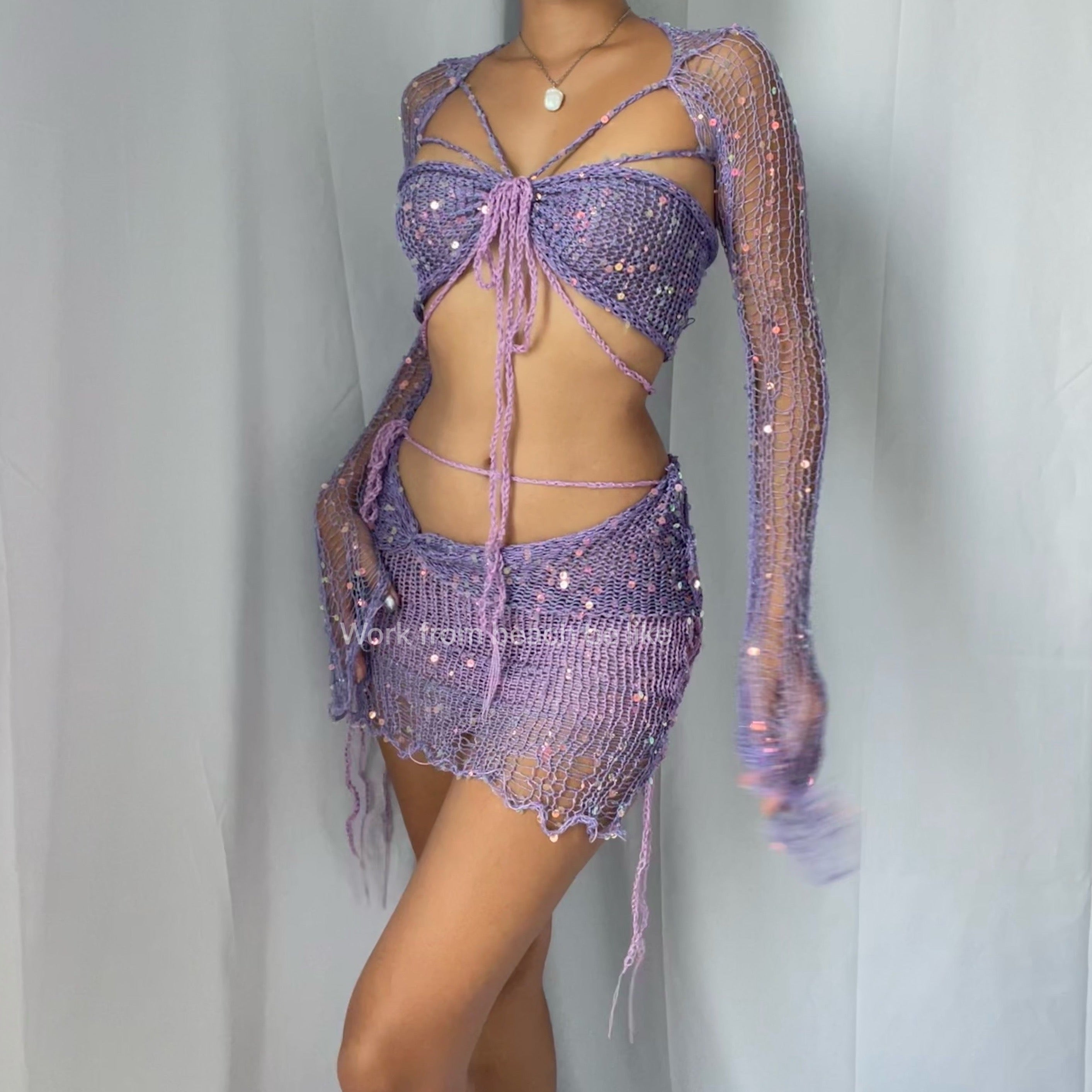 Butterfly set (Top & Skirt) - Dark Purple