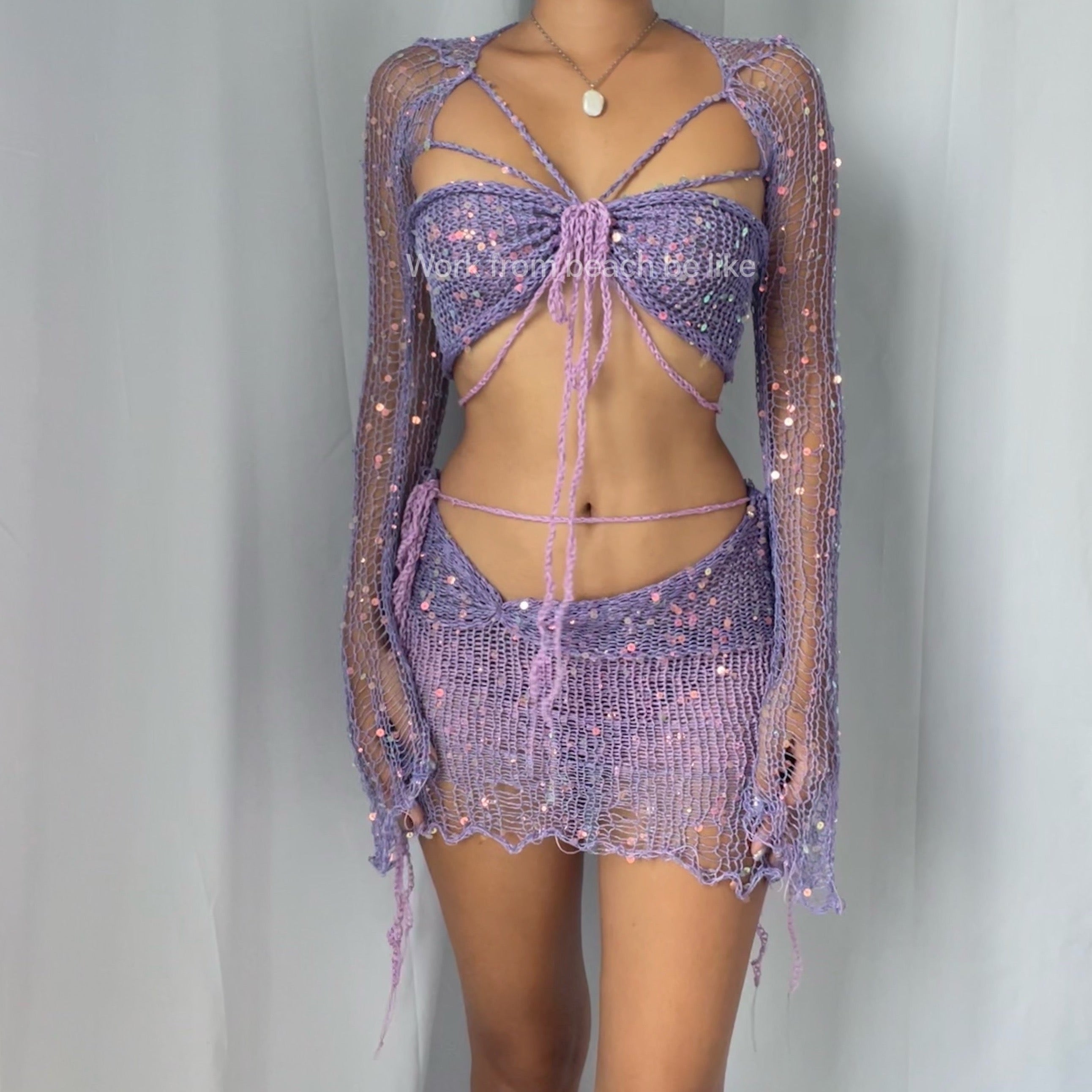 Butterfly set (Top & Skirt) - Dark Purple