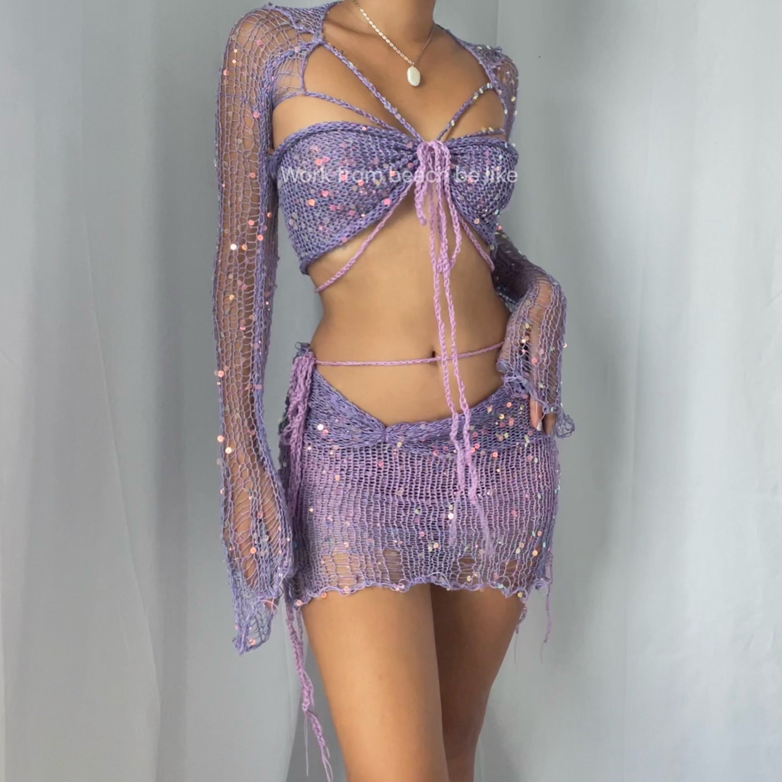 Butterfly set (Top & Skirt) - Dark Purple