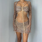 Butterfly set (Top & Skirt) - Nude