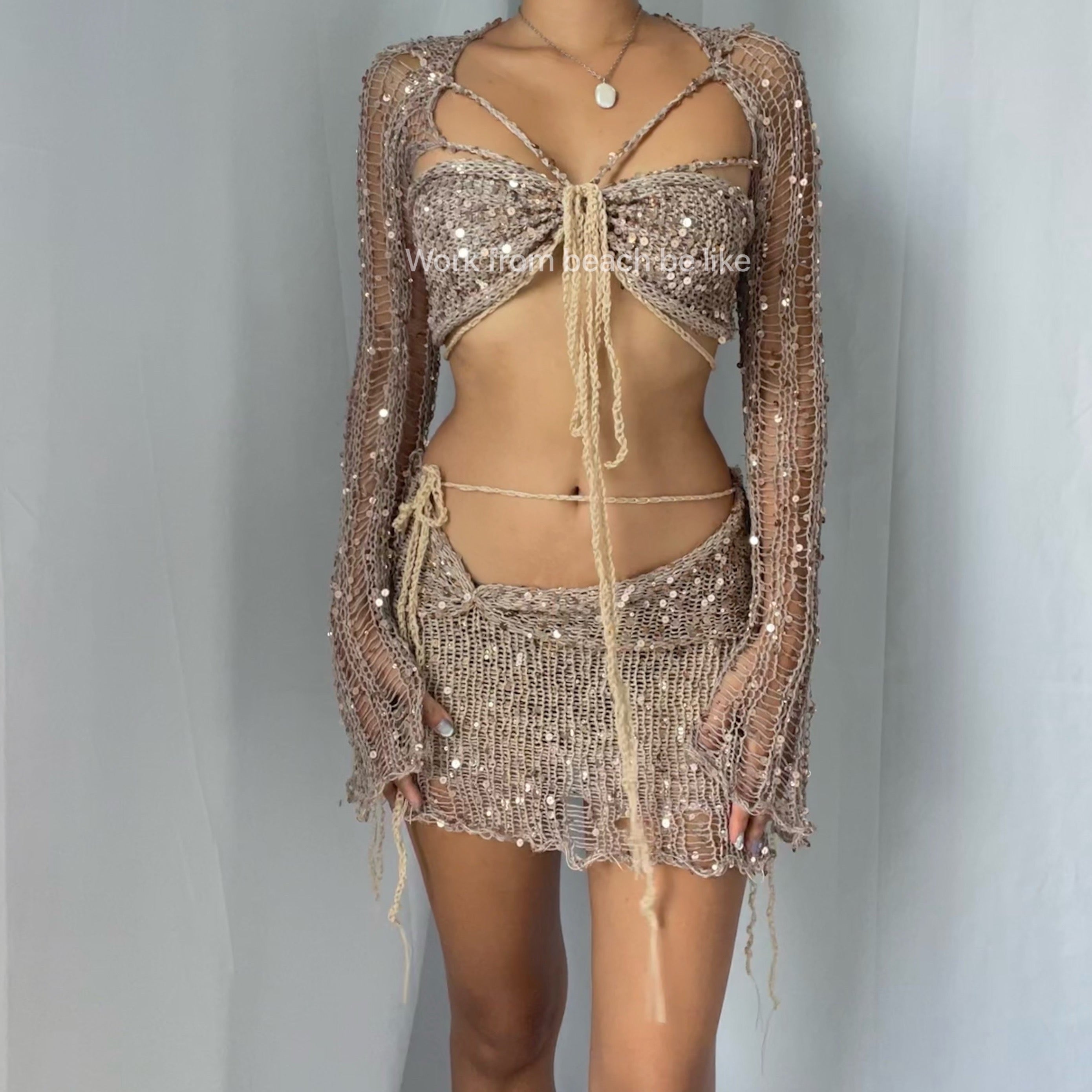 Butterfly set (Top & Skirt) - Nude