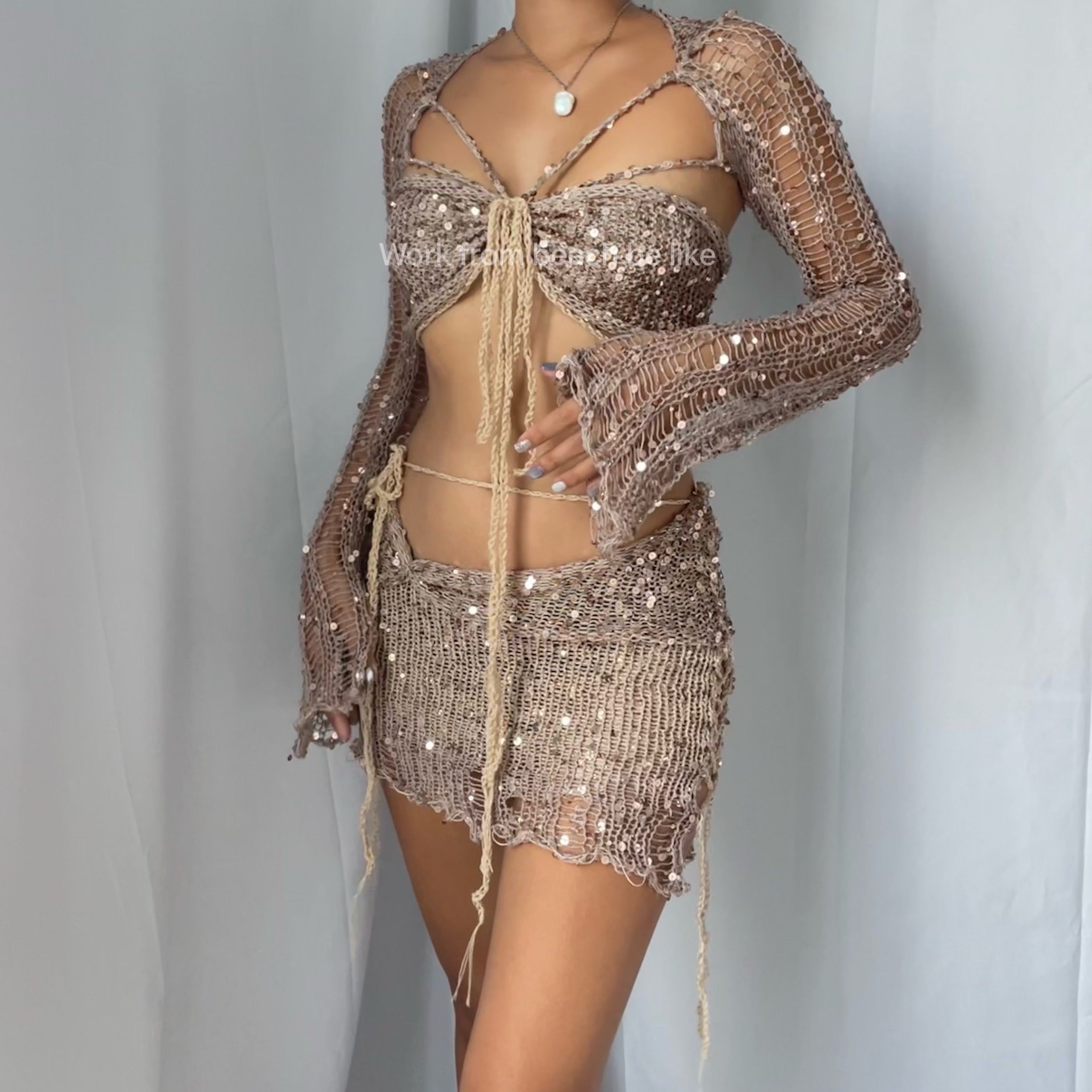 Butterfly set (Top & Skirt) - Nude