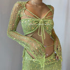 Butterfly set (Top & Skirt) - Lime