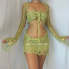 Butterfly set (Top & Skirt) - Lime