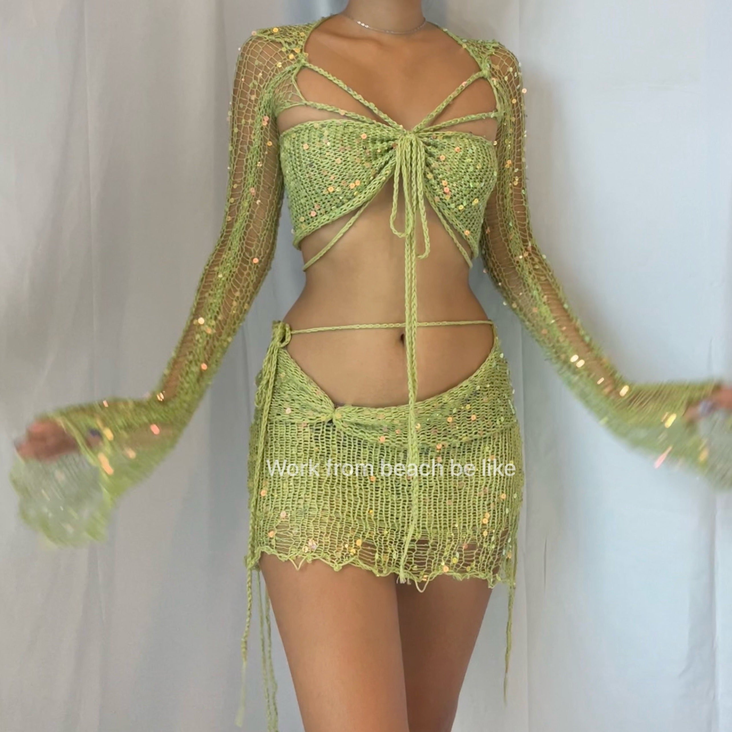 Butterfly set (Top & Skirt) - Lime