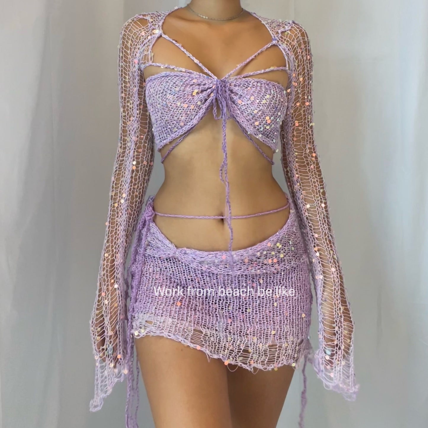 Butterfly set (Top & Skirt) - Pale Purple