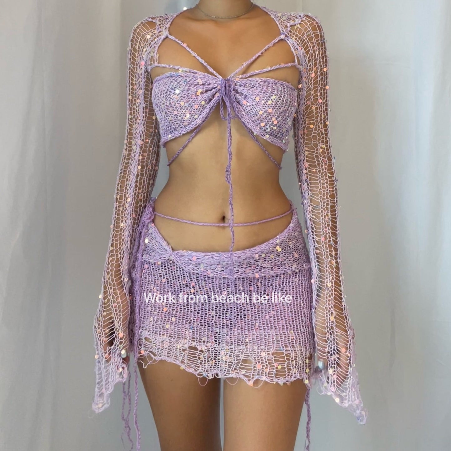 Butterfly set (Top & Skirt) - Pale Purple
