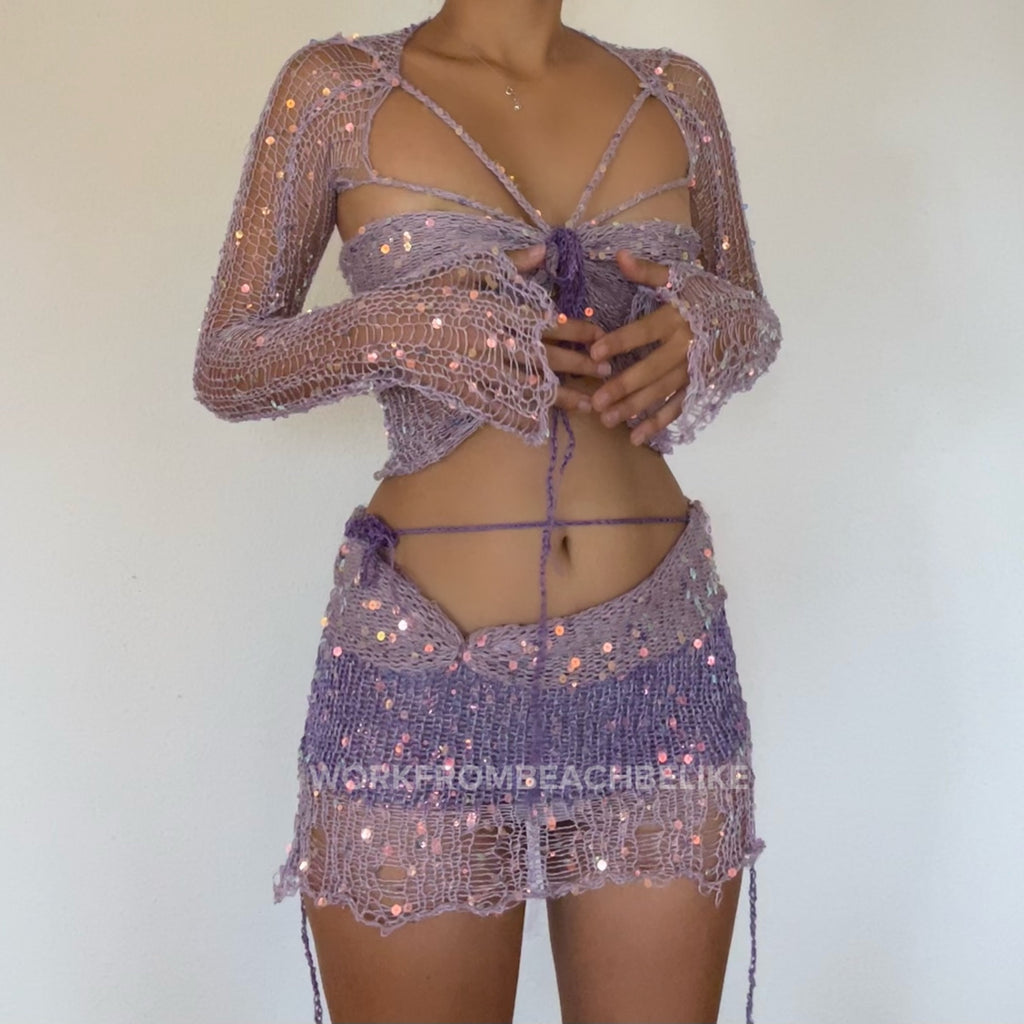 Butterfly set (Top & Skirt ) - Pale Purple
