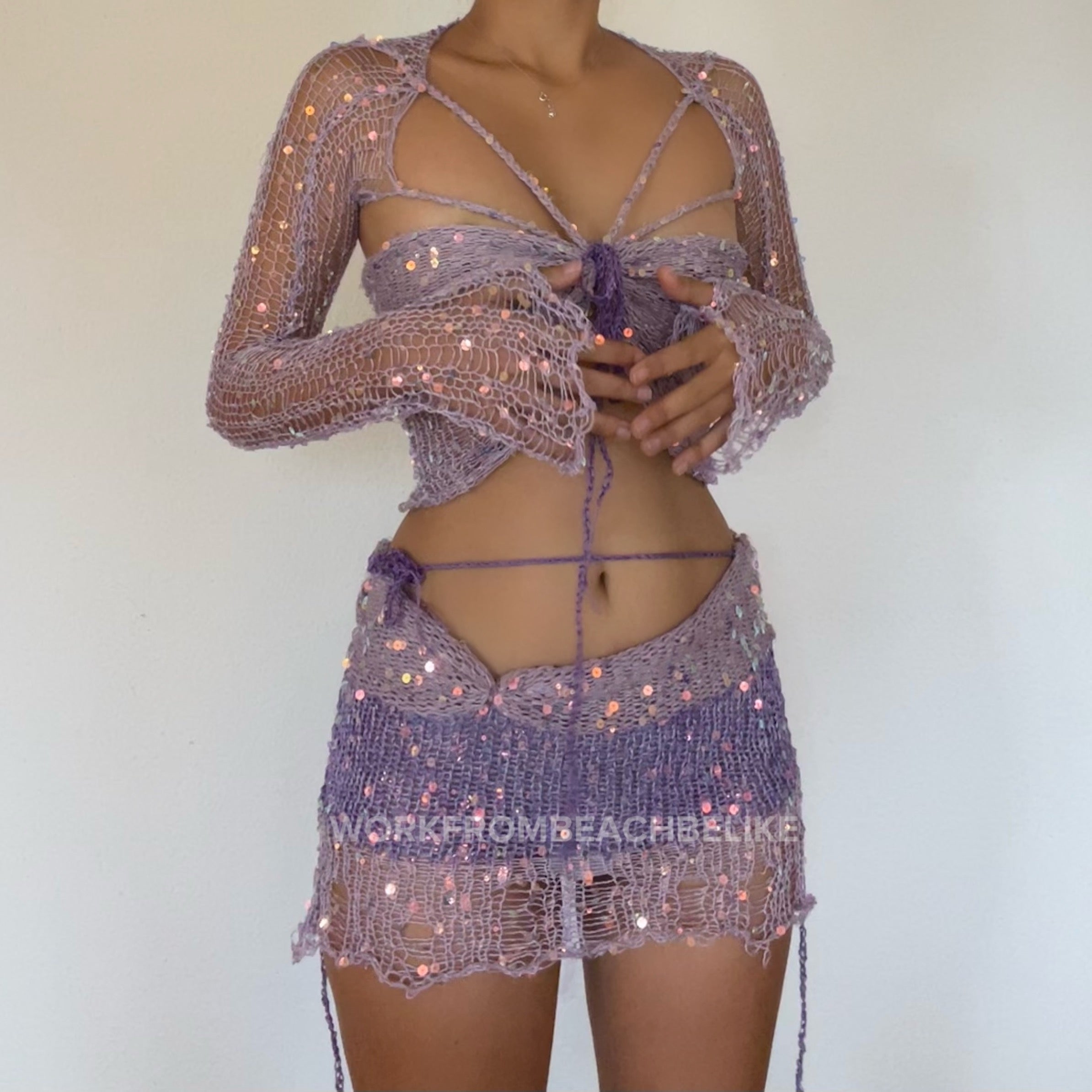 Butterfly set (Top & Skirt ) - Pale Purple