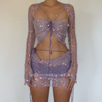 Butterfly set (Top & Skirt ) - Pale Purple