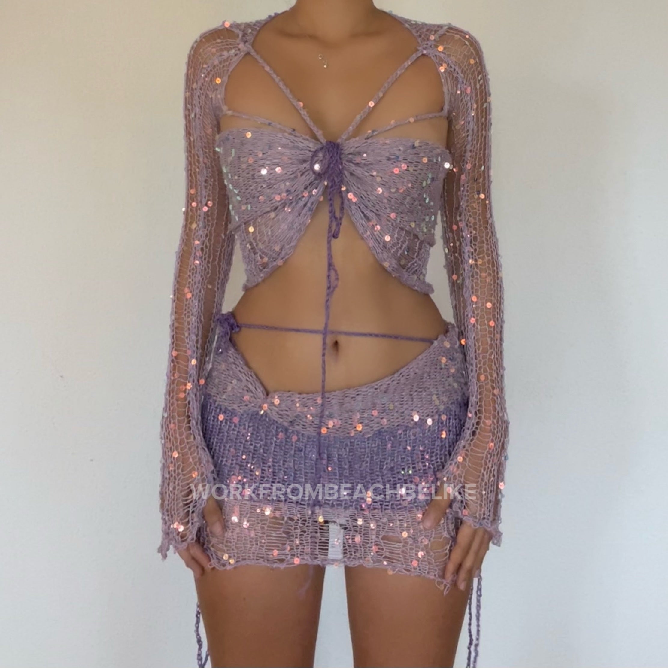 Butterfly set (Top & Skirt ) - Pale Purple