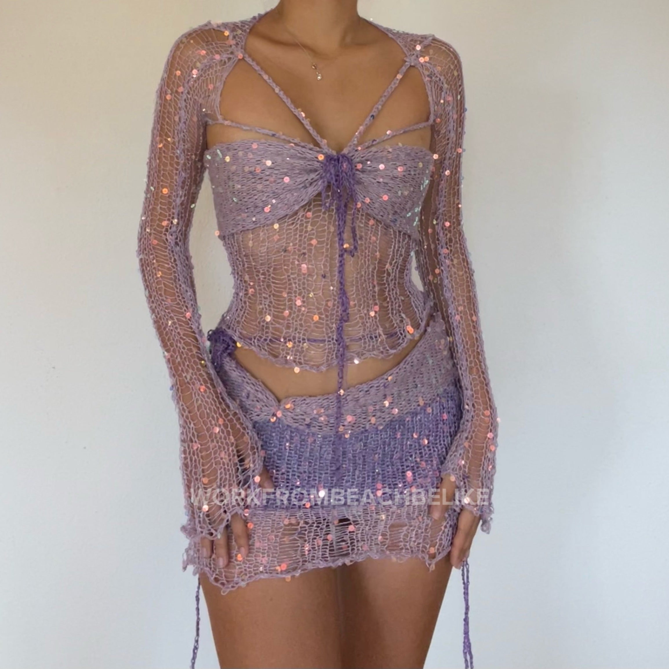 Butterfly set (Top & Skirt ) - Pale Purple