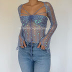 "Top & Sleeves" Butterfly sleeve top (Long length) - Blue