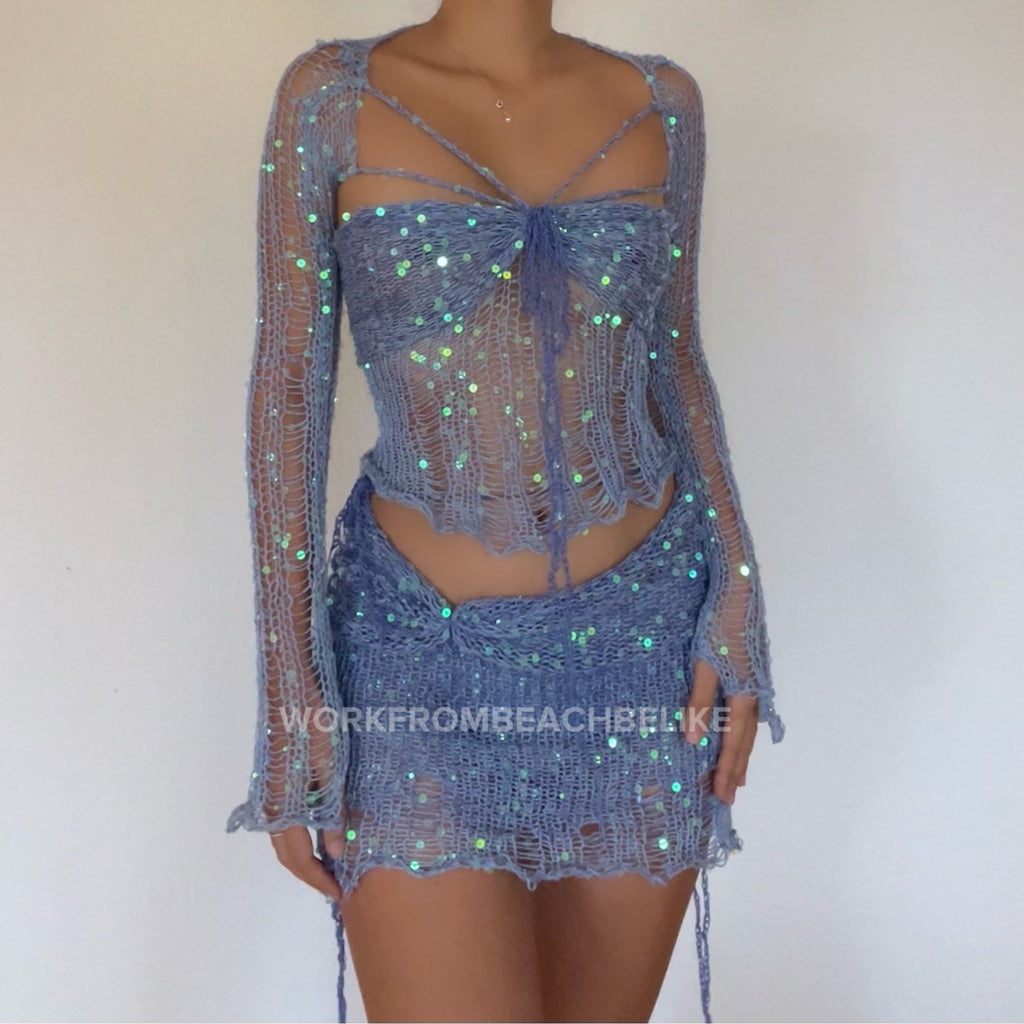 Butterfly set (Top&Skirt) - Blue