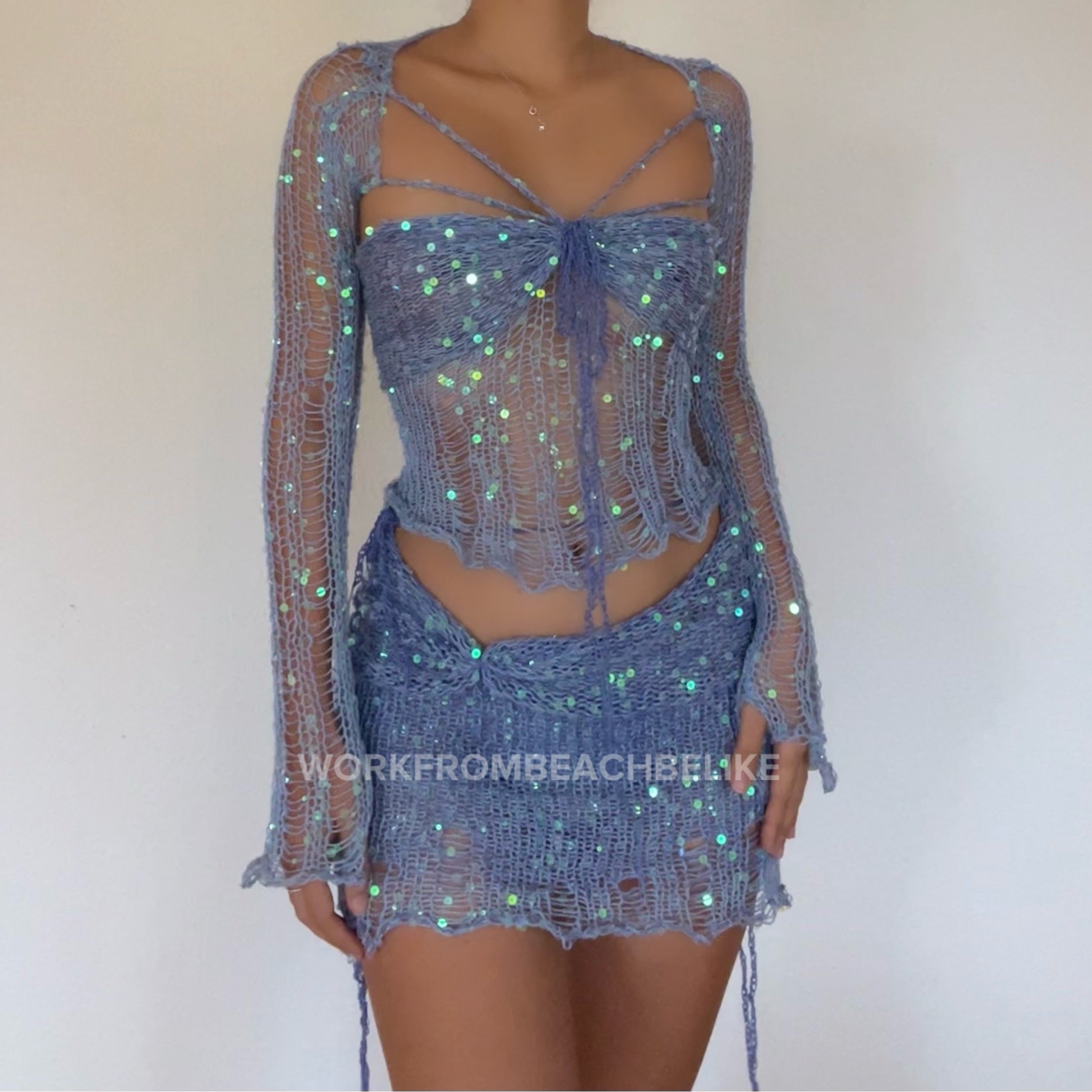 Butterfly set (Top&Skirt) - Blue