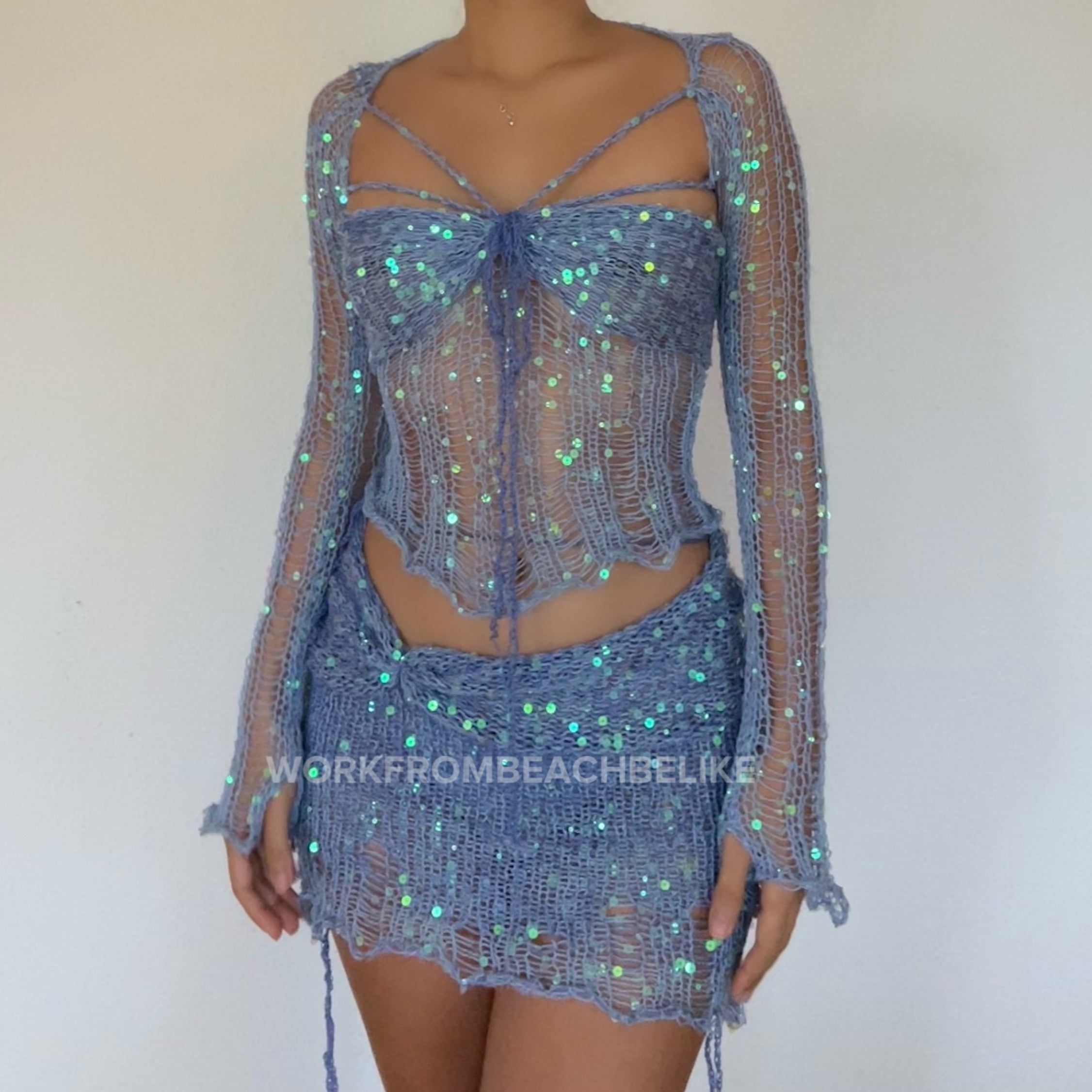 Butterfly set (Top&Skirt) - Blue