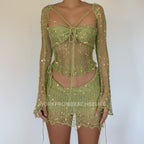 Butterfly set (Top & Skirt ) - Lime